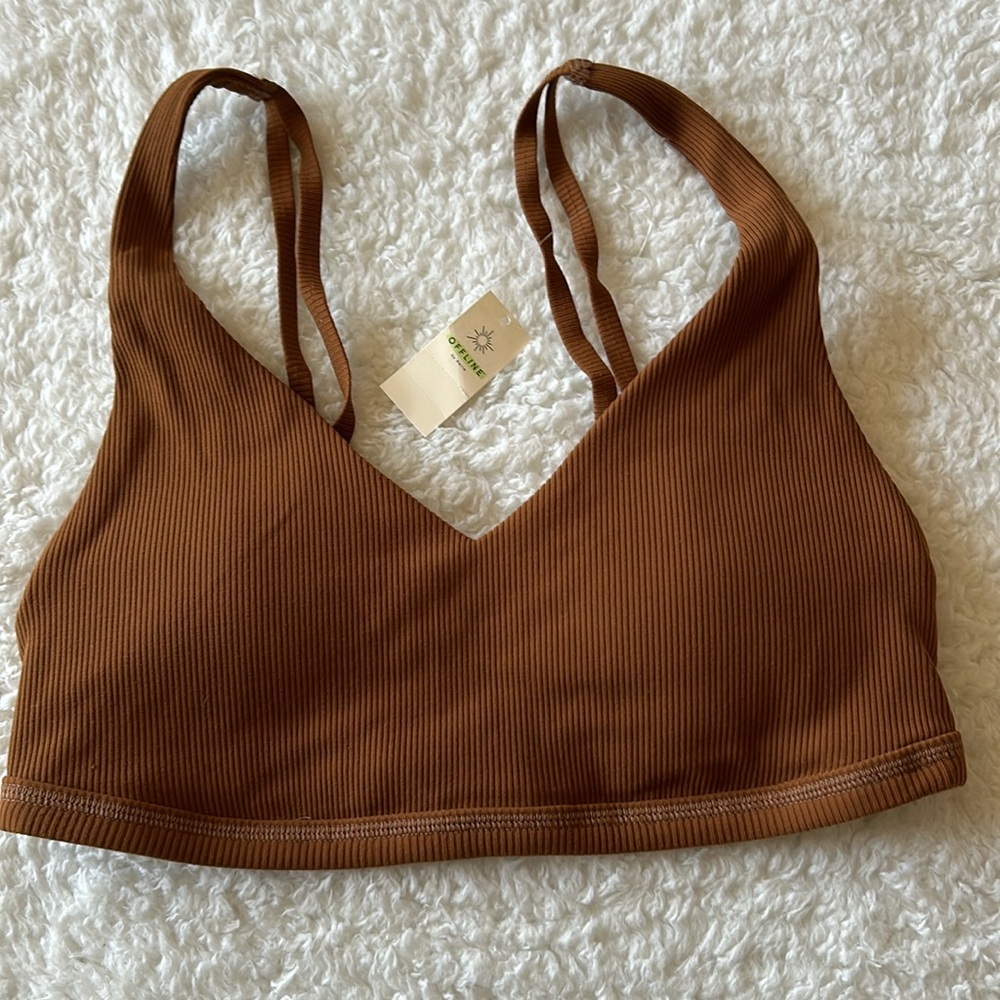 Aerie Goals Offline Medium Support Bra Brown Medium NWT - Picture 2 of 6